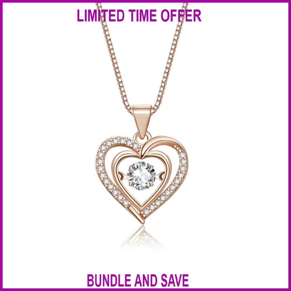 14k Rose Gold Plated Heart Pendant Necklace With Birthstone 20 Inch